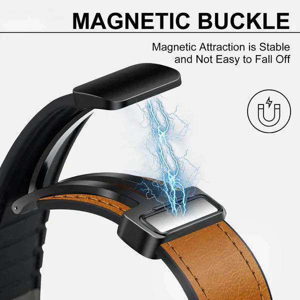 Magnetic Buckle Band Leather Watch Strap Branded  Smart Watch